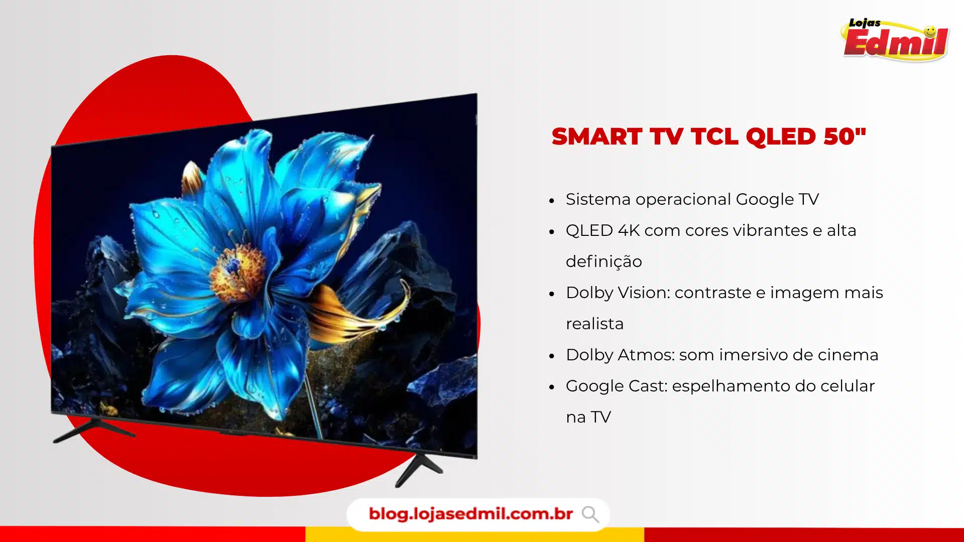 Smart TV TCL QLED 50" 4K P7K Google TV, Comando por Voz, Googlecast Integrado, Dolby Vision e Atmos