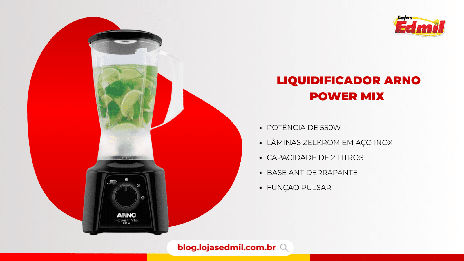 Liquidificador Arno Power Mix para fazer receitas fit.