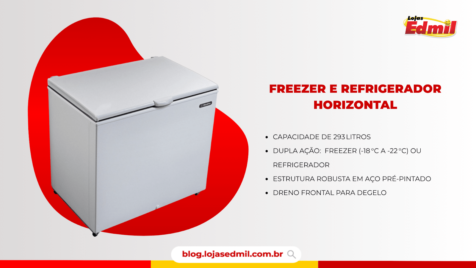 Freezer e refrigerador horizontal eficientes, ideais para manter as bebidas geladas durante todo o churrasco em casa, garantindo refresco para os convidados.