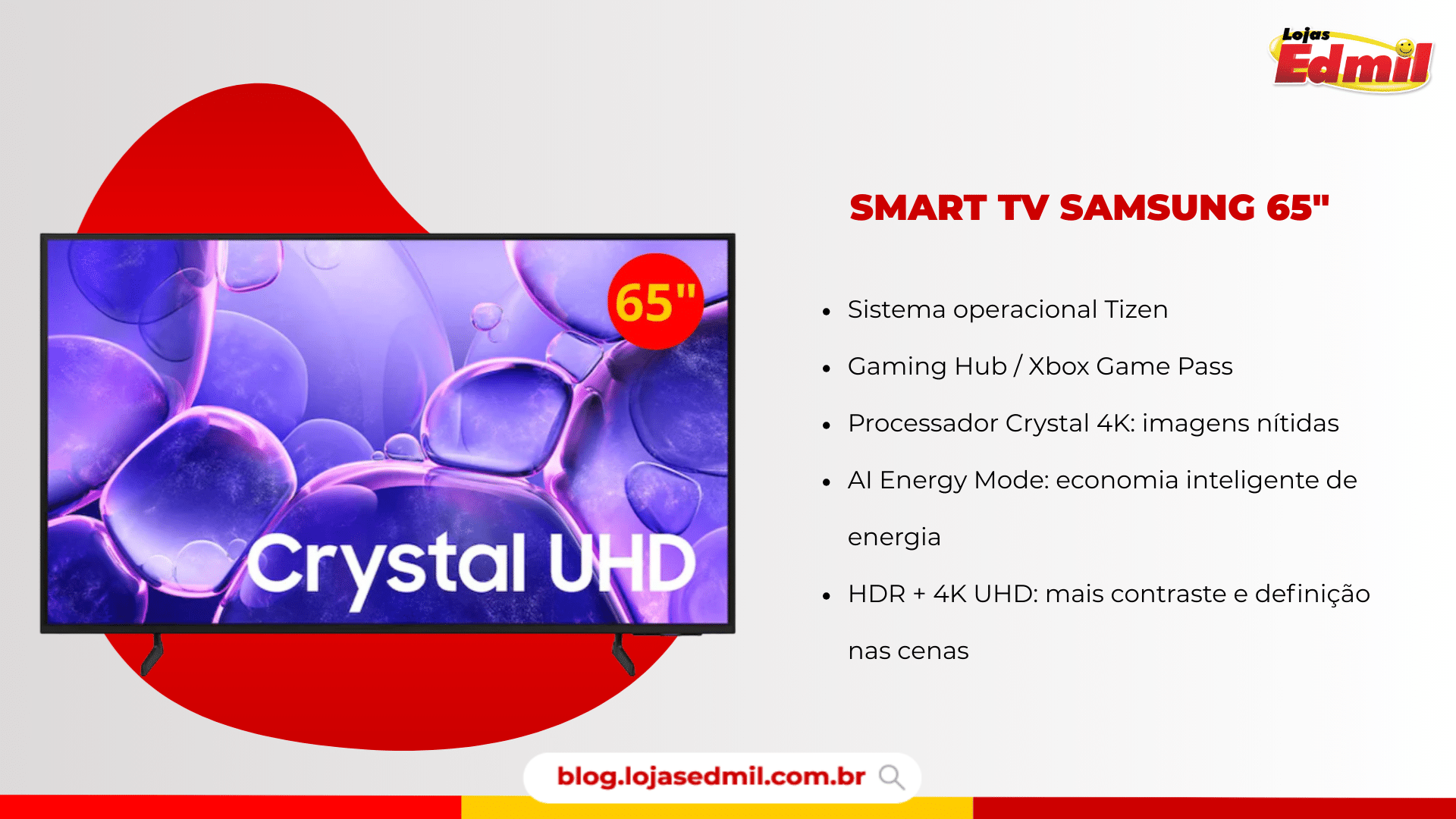 Smart TV Samsung 65” UHD 4K 