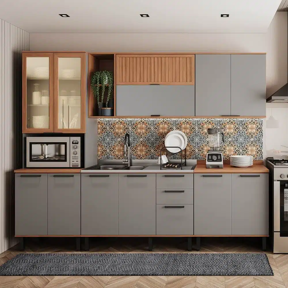 cozinha completa composta por armário de cozinha para apartamentos pequenos