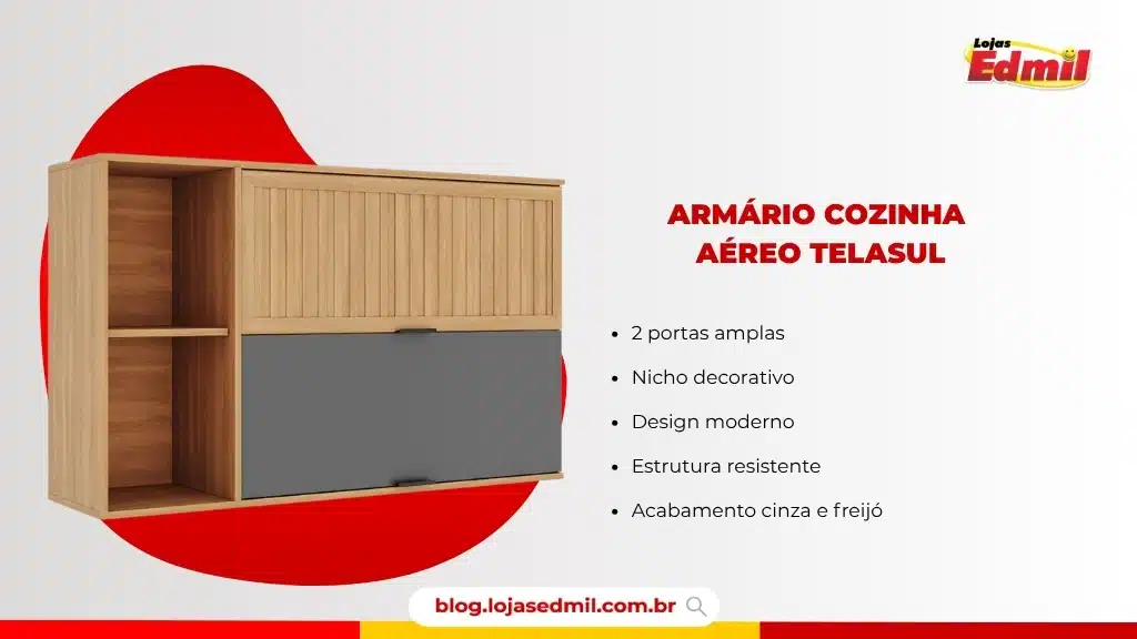 Armário de cozinha para apartamentos pequenos aéreo Telasul