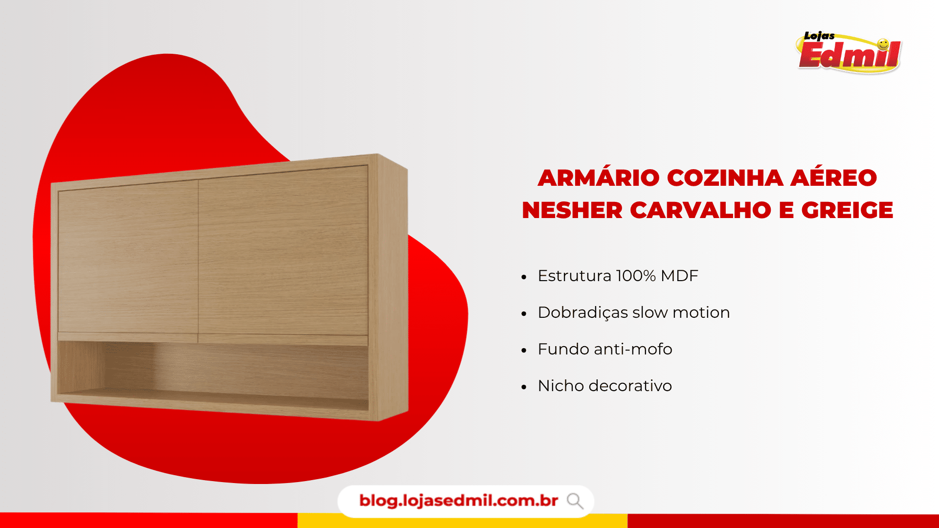 armário cozinha aéreo nesher carvalho e greige