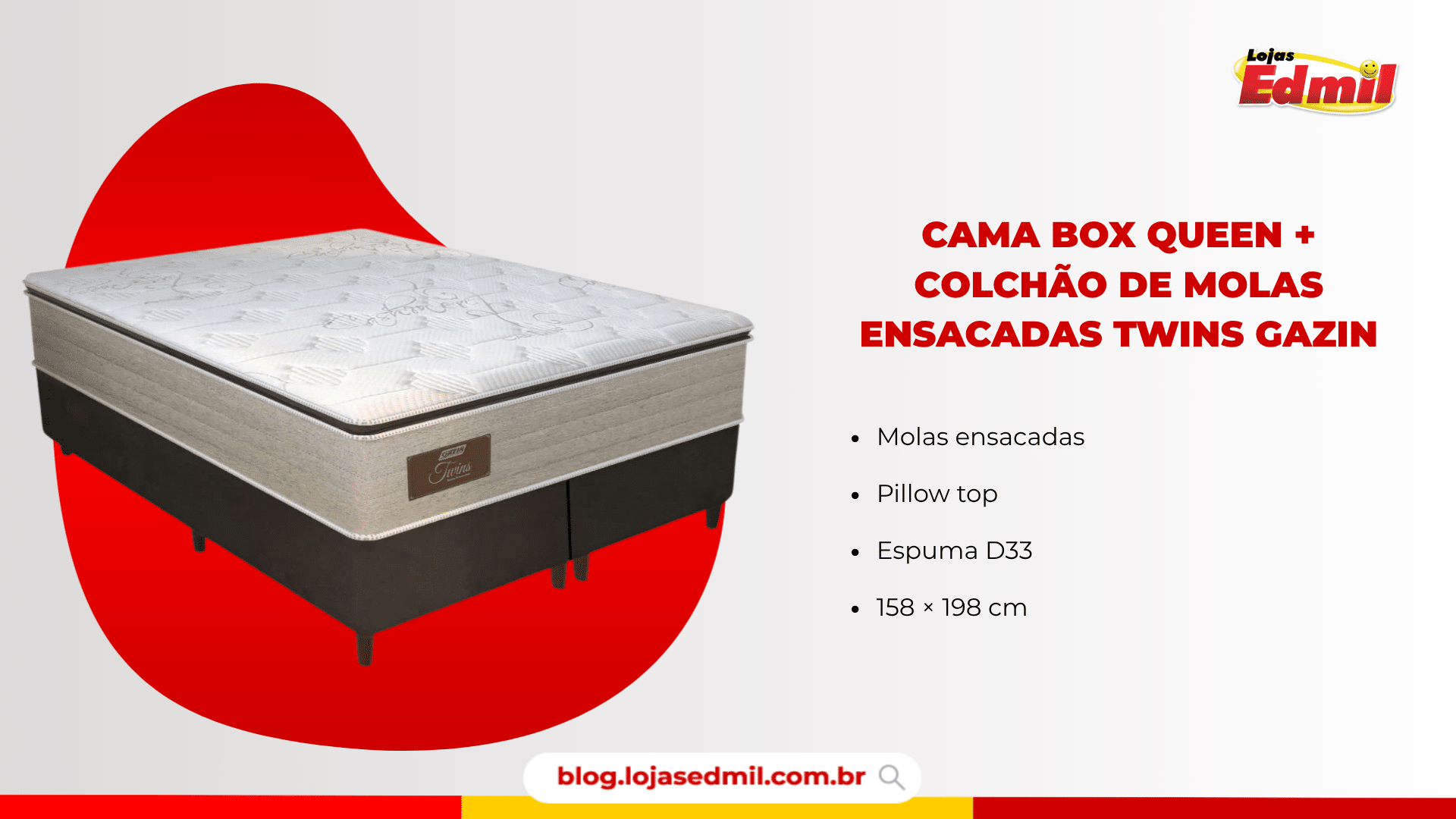 cama box queen + colchão de molas ensacadas twins gazin