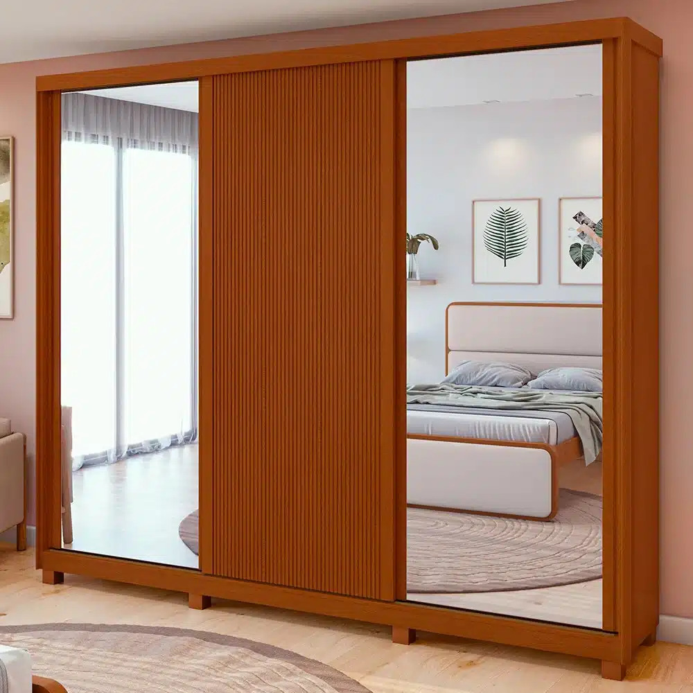 Guarda-roupa com espelho marrom